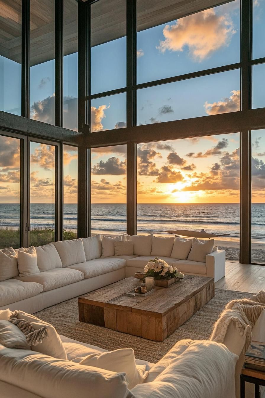 Sunset Splendor Through Panoramic Windows