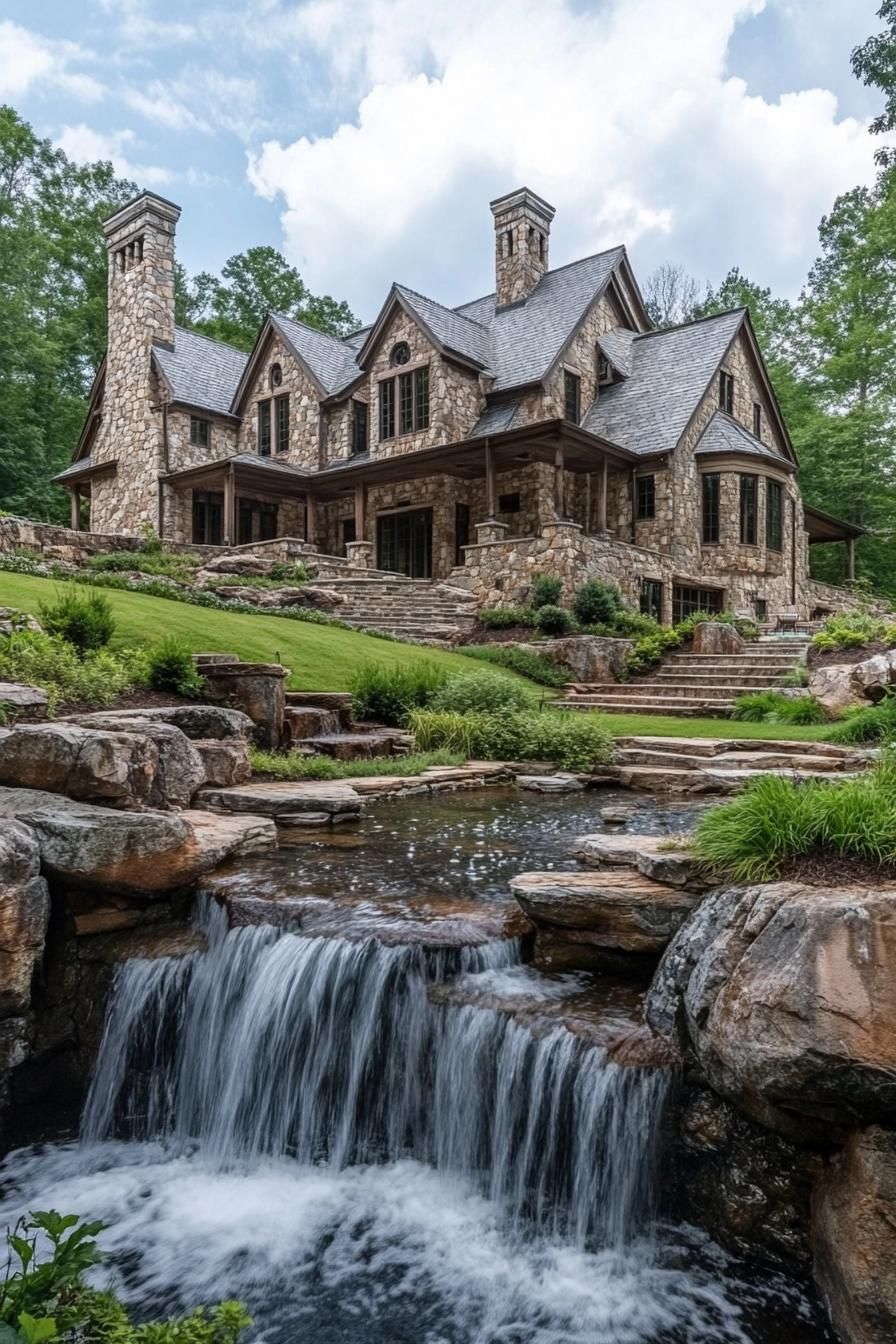 Majestic Mountain Mansion Boasting Natural Stone Grandeur