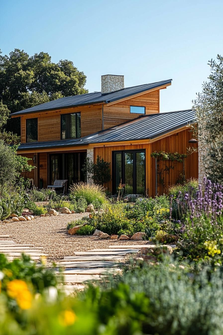 modern farmhouse with permaculture landscape 2