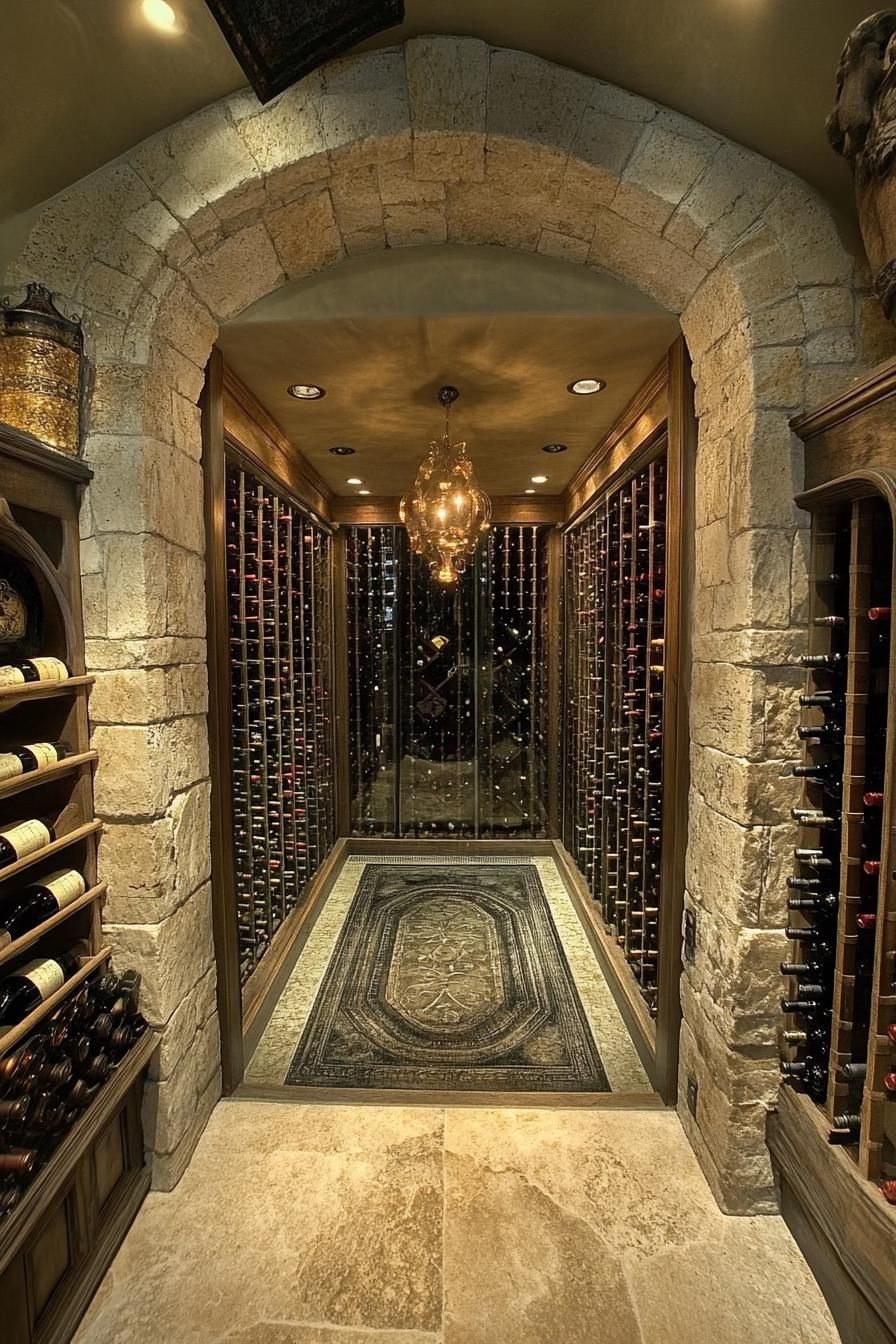 modern suburban mansion wine cellar