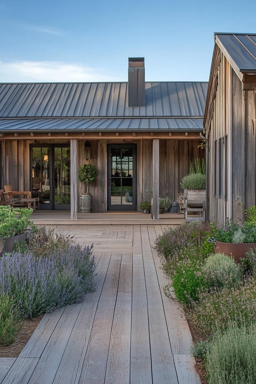 ranch house courtyard rustic siding 1