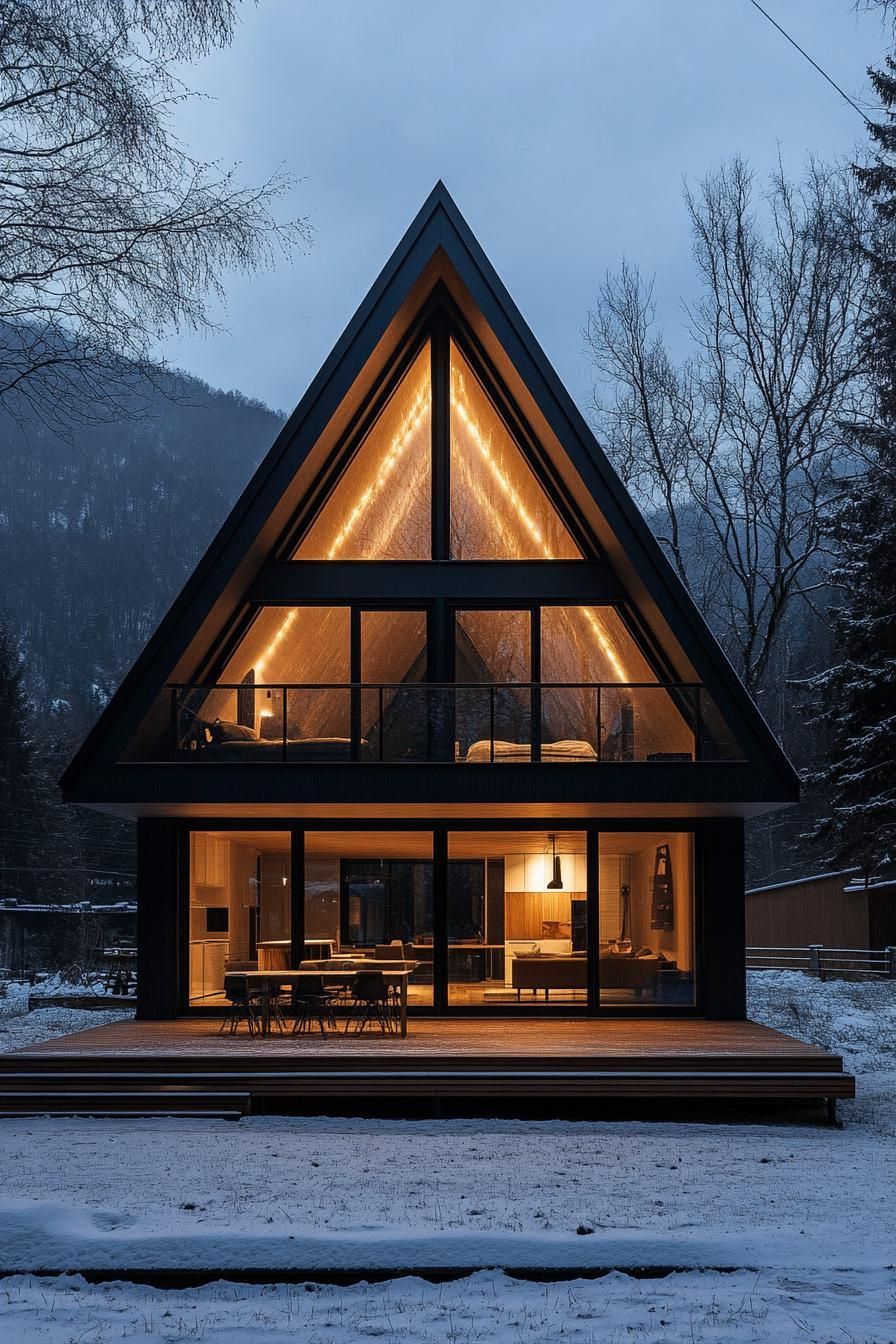 Midnight Blue With Scandinavian-style Wooden Decks