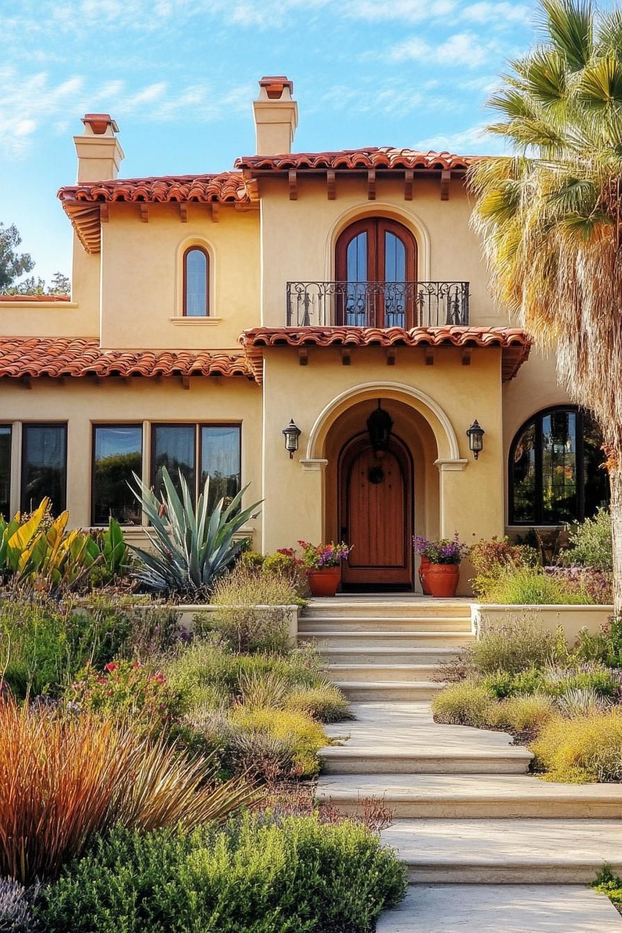 Stucco Walls Painted in Warm, Earthy Tones