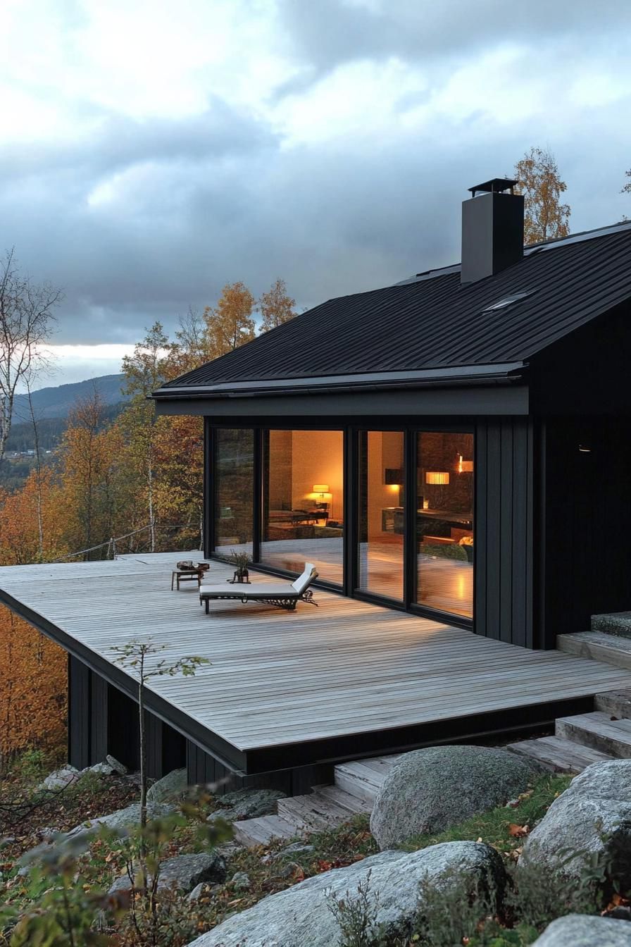 modern eco house on a slope with Scandinavian mountain views 2