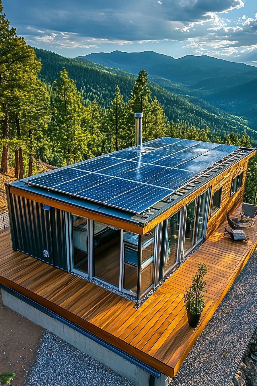 shipping container cabin solar roof 2