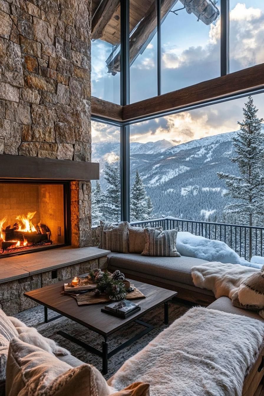 Eco-friendly Mountain Retreat With a Natural Stone Fireplace