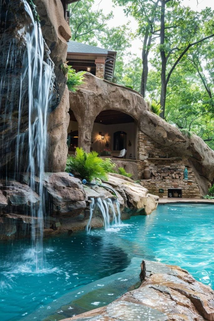 pool with waterfall cave
