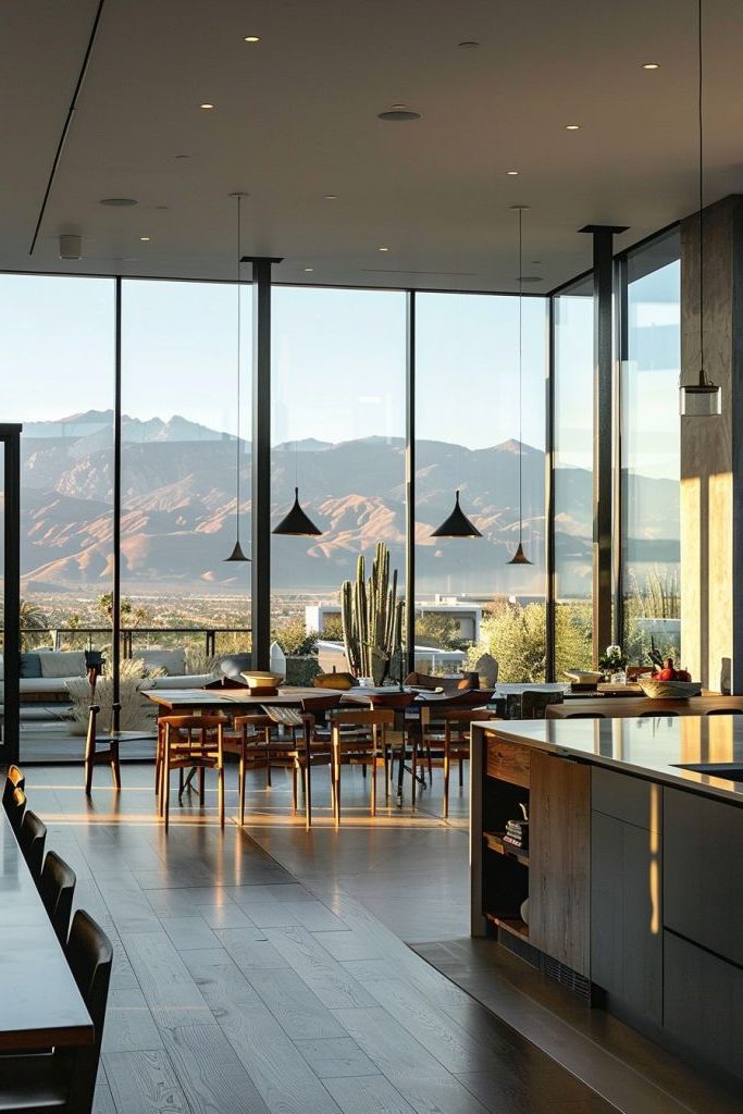 dining area overlooking mountains