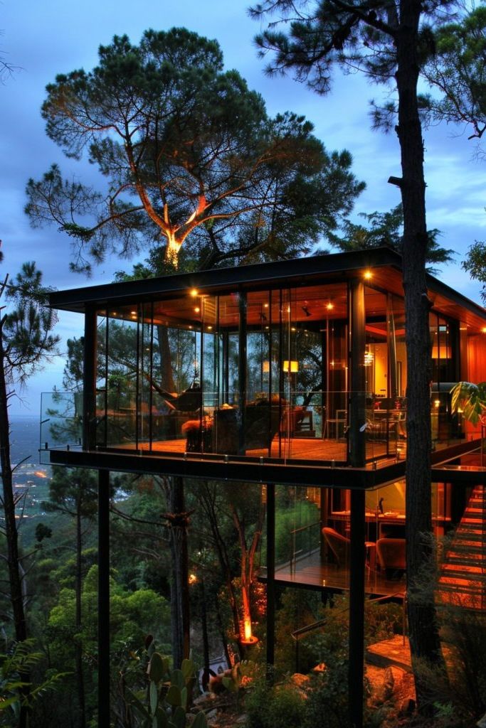 glass treetop cabin