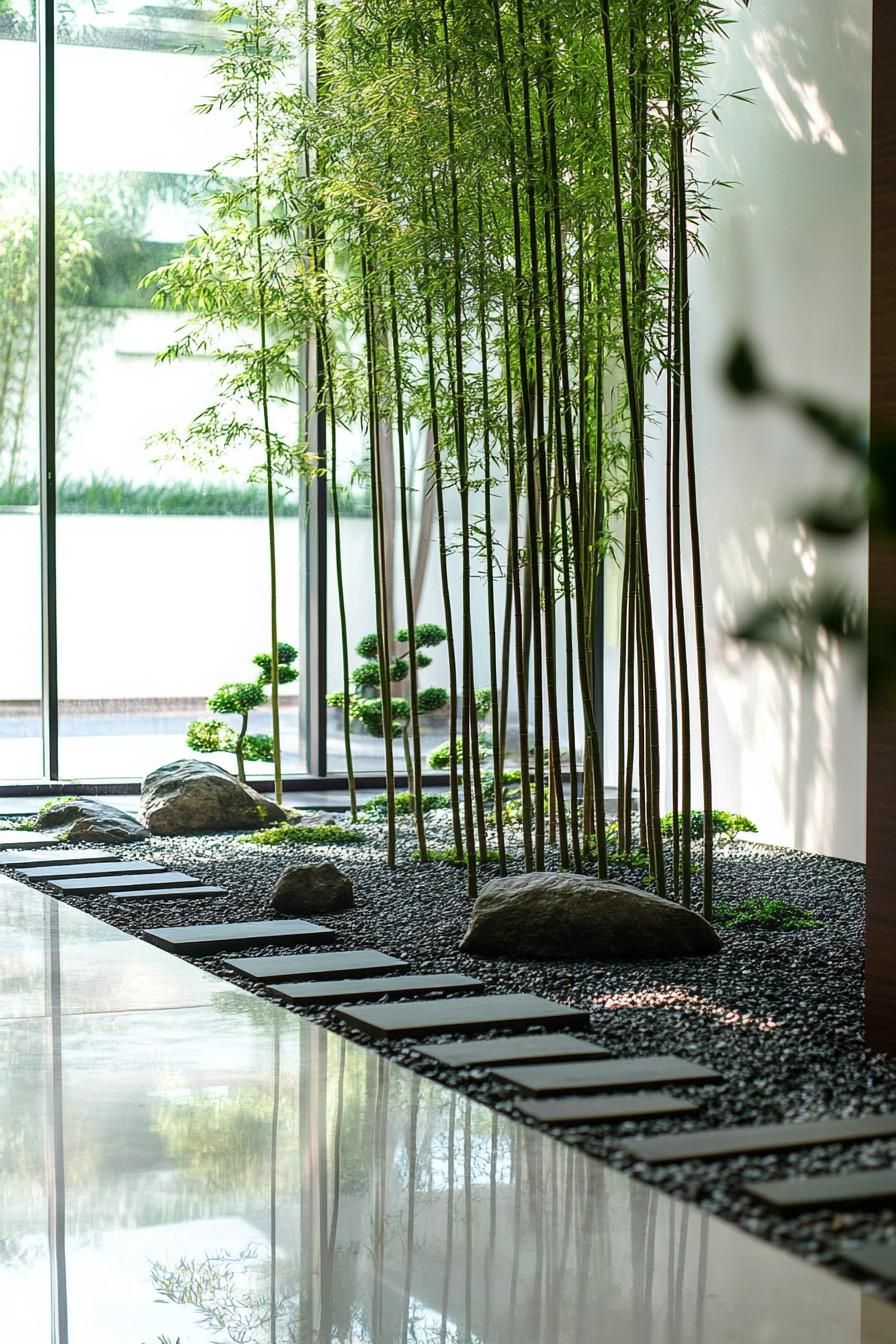 modern unique japanese style zen home zen garden with live bamboos