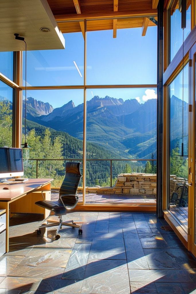 mountain home office wraparound terrace
