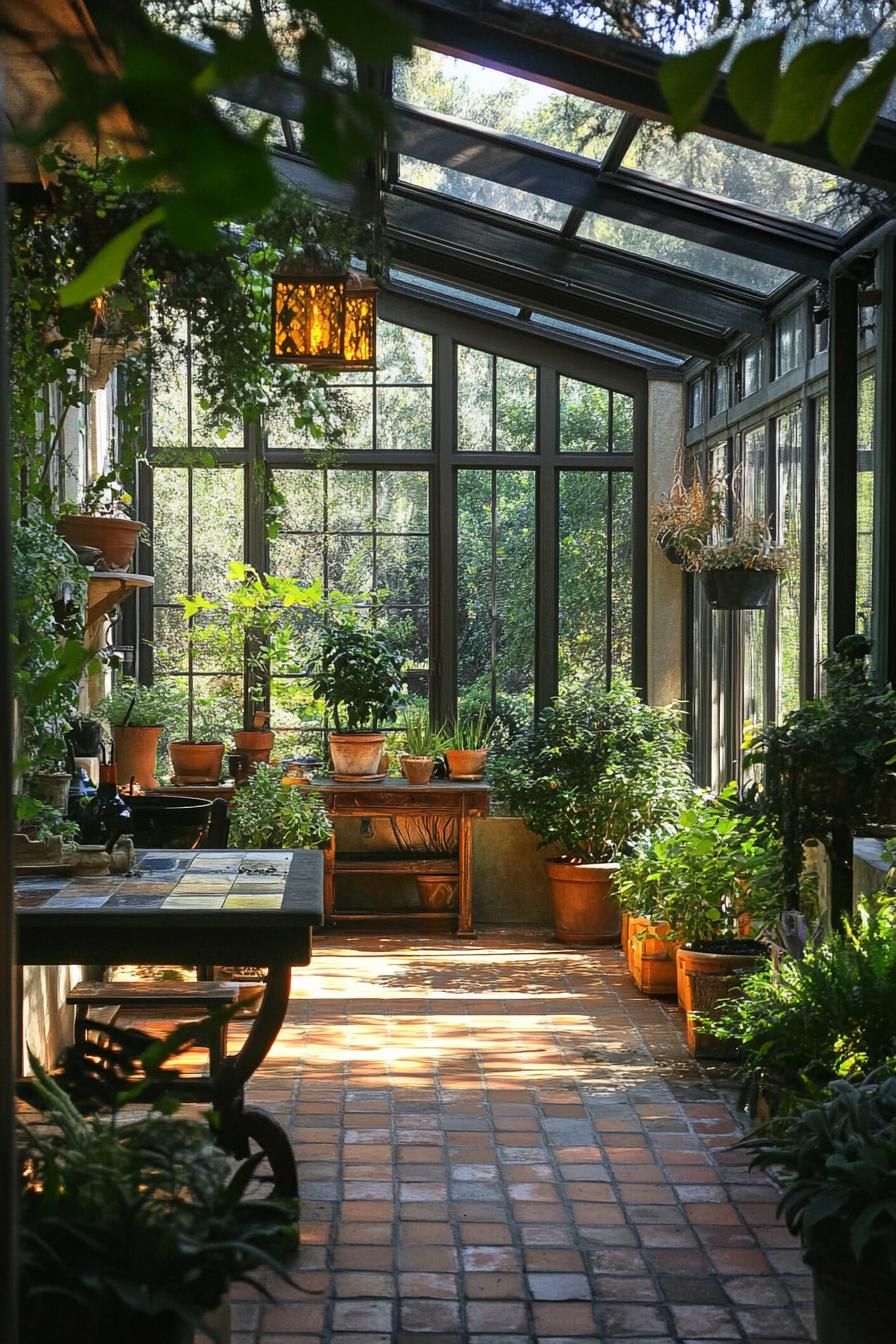 modern English cottage sunroom with indoor garden 3