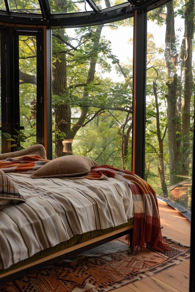 round treetop cabin interior