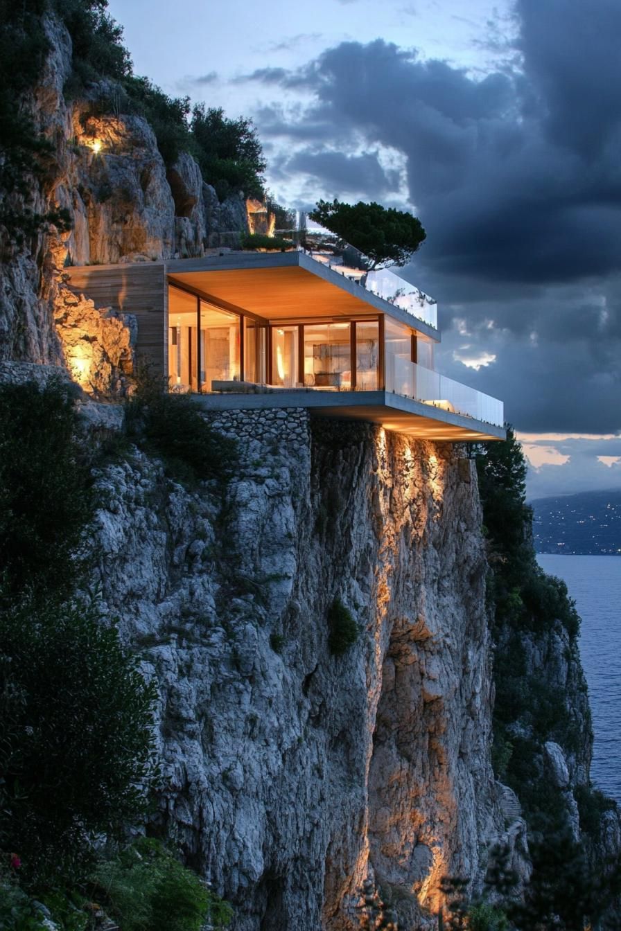 big modern cliffside retreat house on Amalfi coast