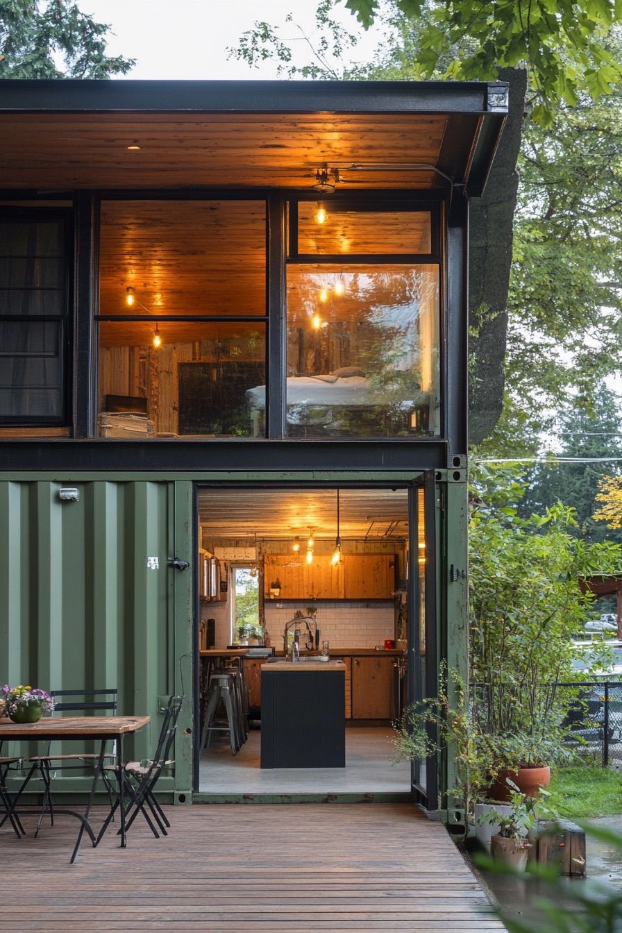 shipping container cabin vintage industrial chic 2