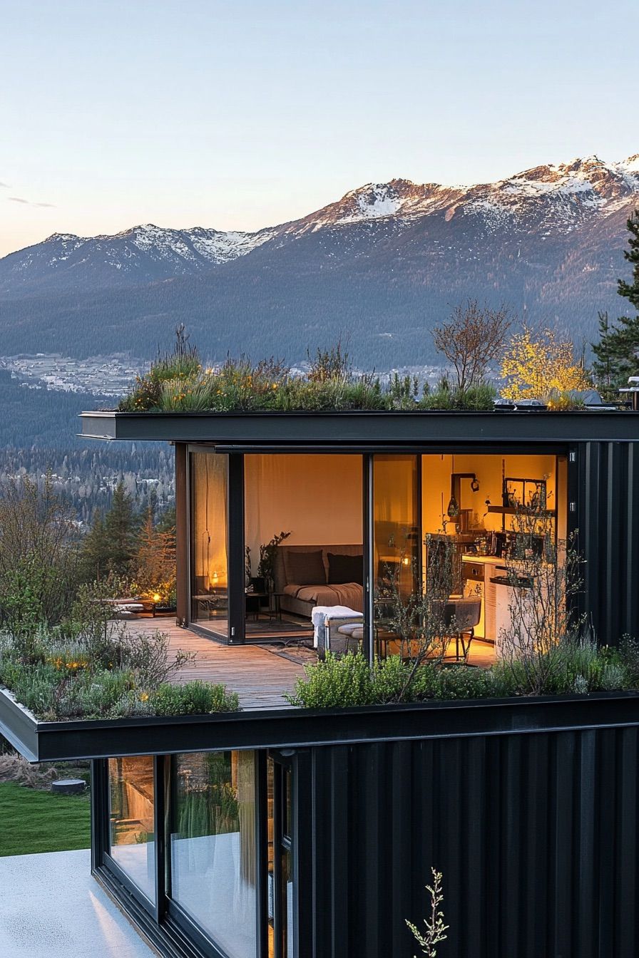 shipping container cabin rooftop garden 2