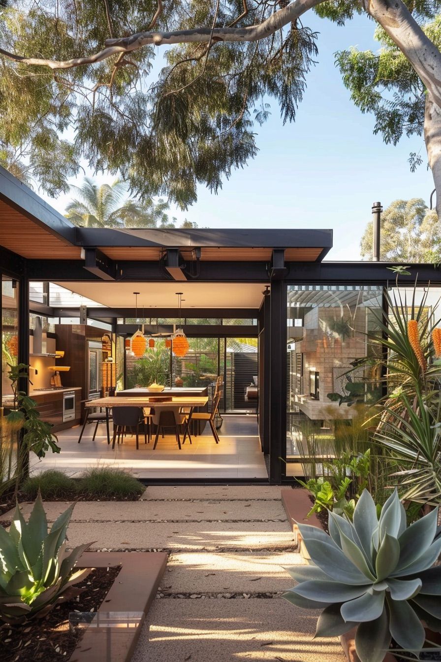 courtyard house patio connects to living area