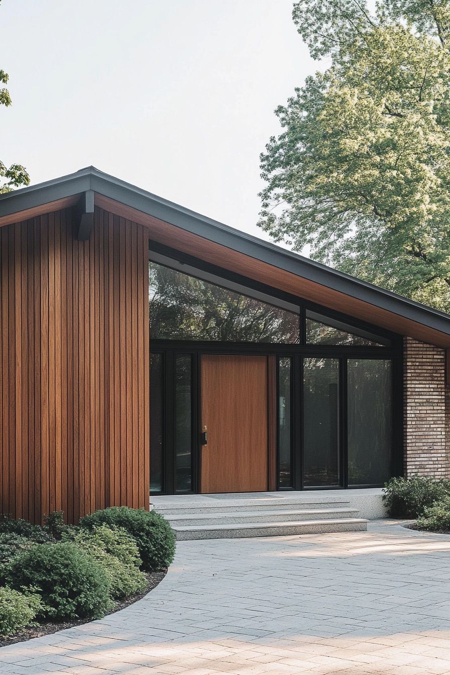 mid century modern house asymmetrical facade 4