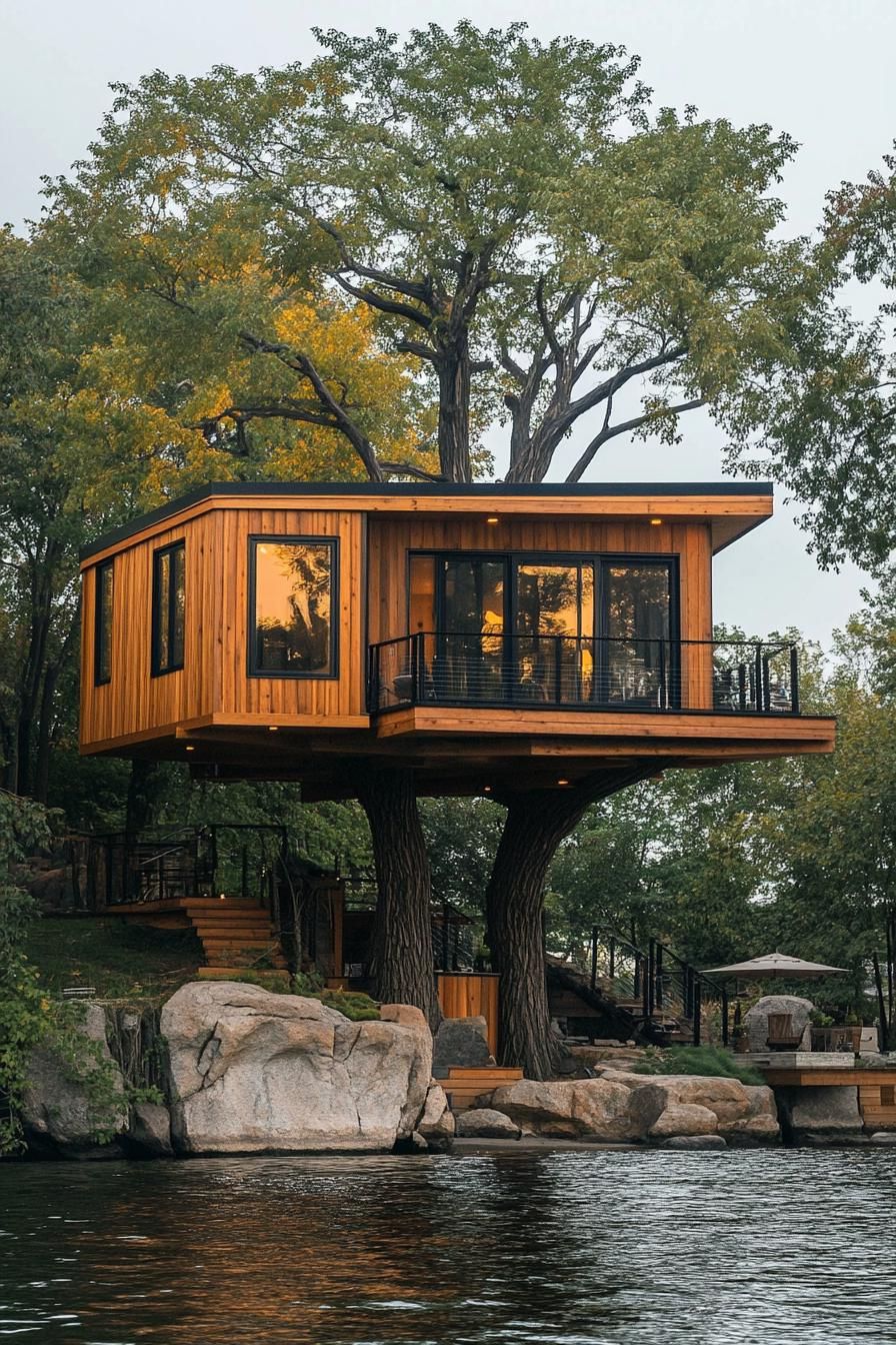 modern treehouse home by the lake 2