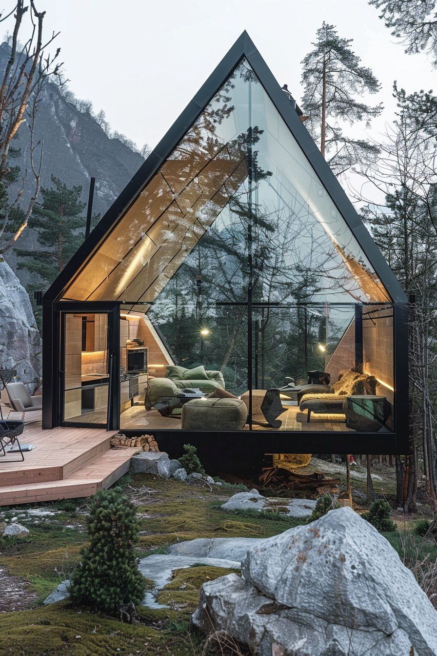 Geometric Angles Glass Cabin