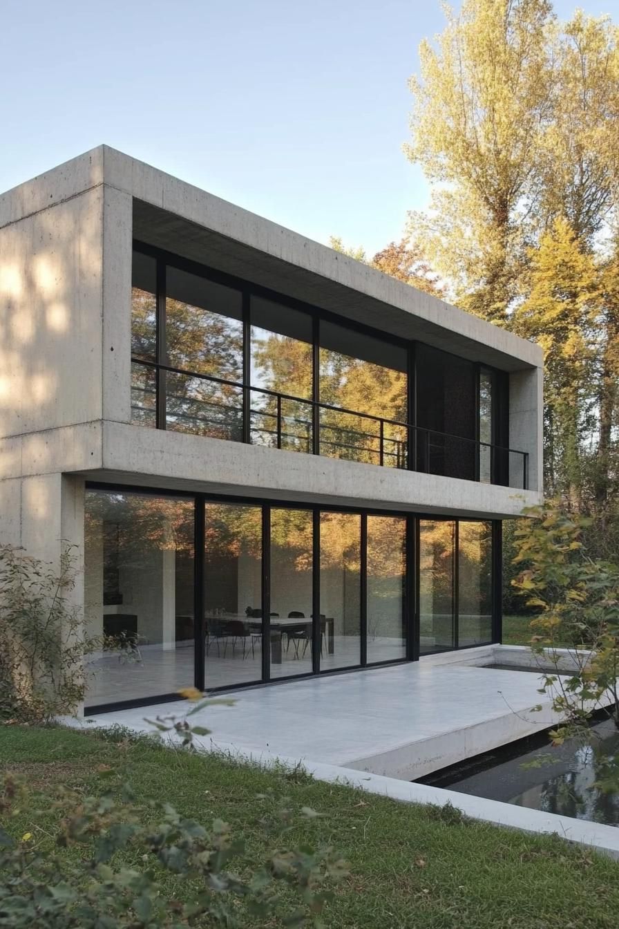 Sleek Concrete Façade With Large Glass Windows