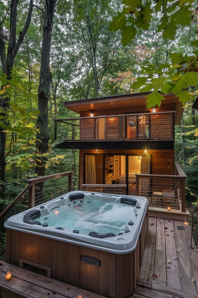 treetop cabin with hot tub