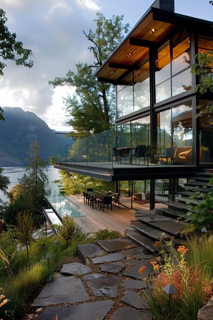 multi terraces glass home
