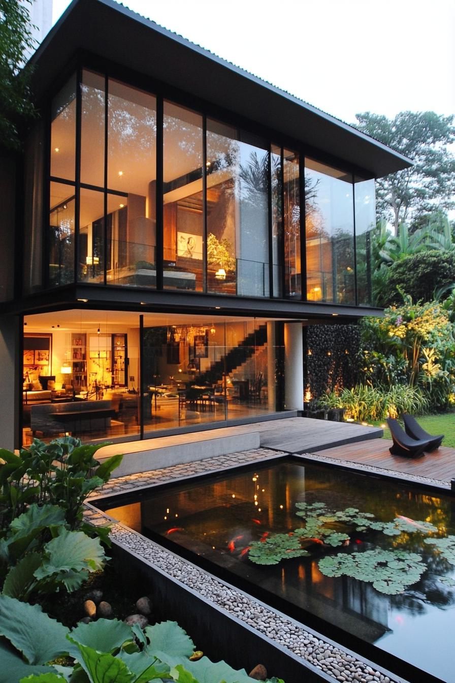 Wide-open Glass Walls Facing a Serene Garden
