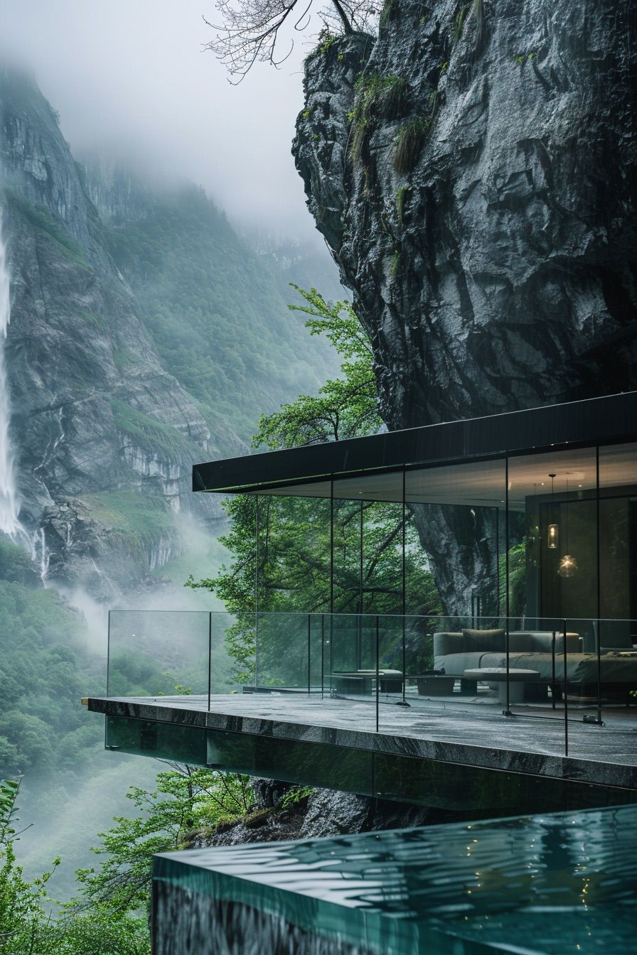 waterfall cabin