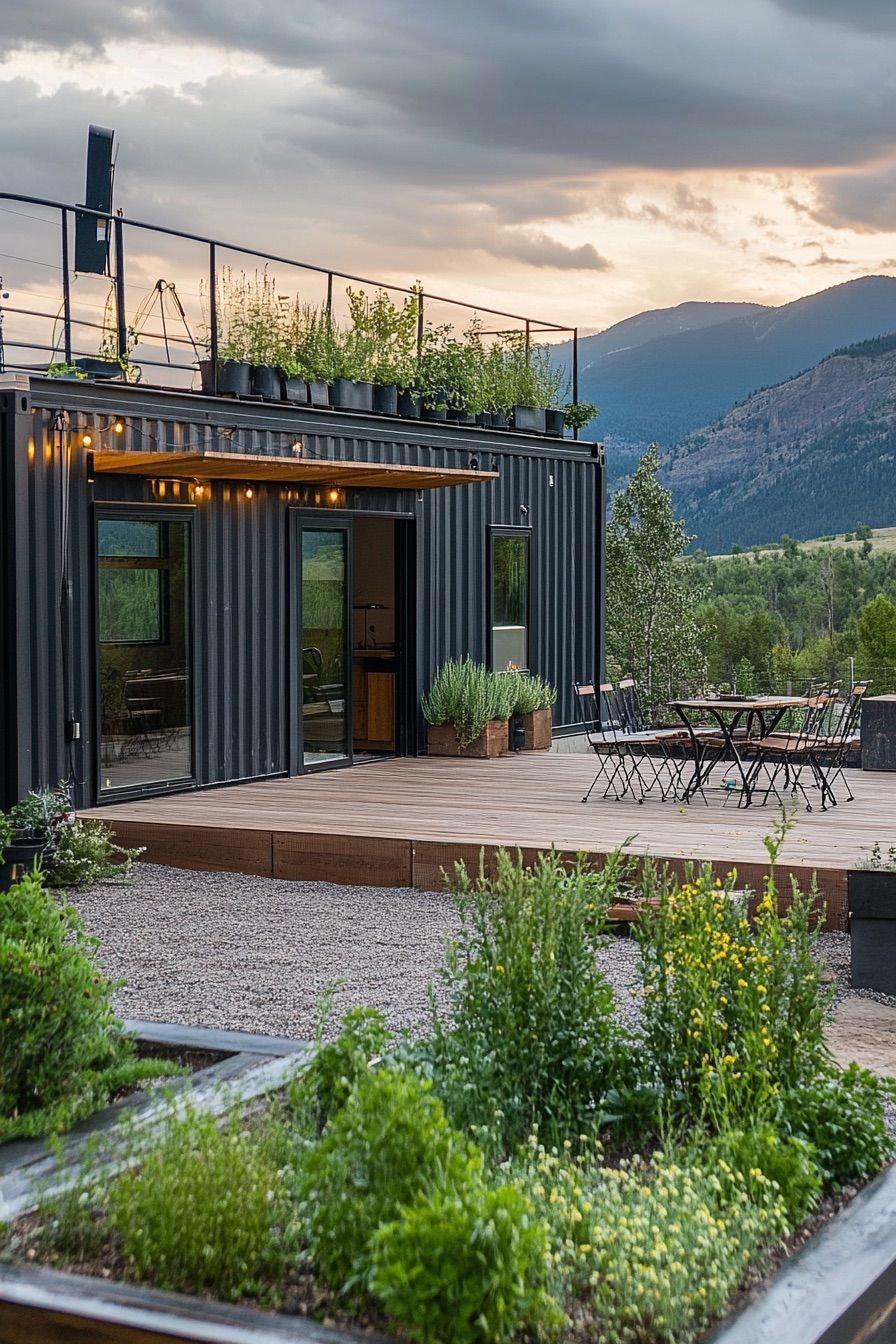 shipping container cabin rooftop garden 4
