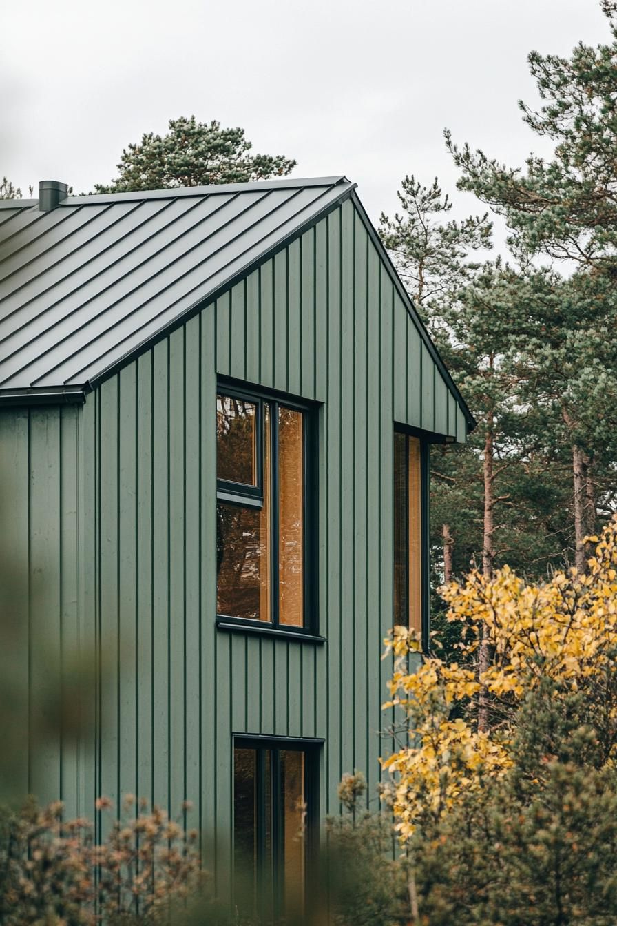 modern geometric Scandinavian house with sage green cladding 2