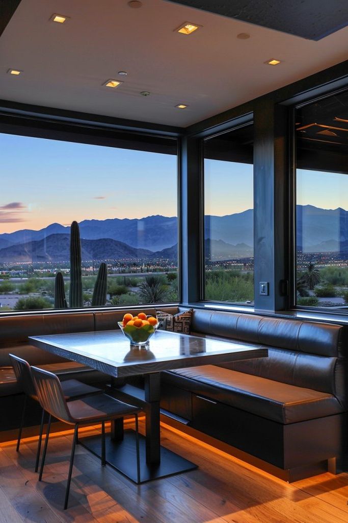 kitchen banquette seating with views
