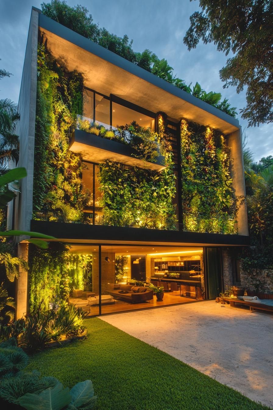 modern villa with vertical garden facade stunning tropical landscape 3