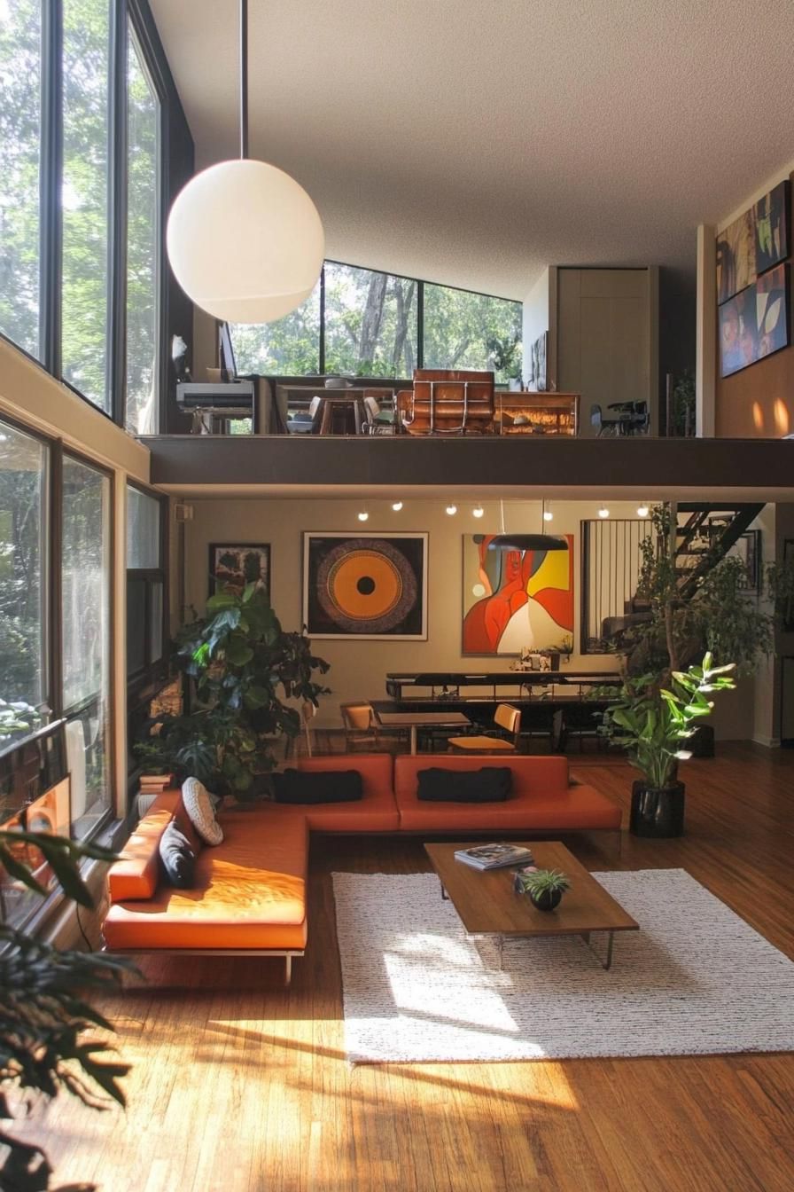 retro style modern house split level layout living 2