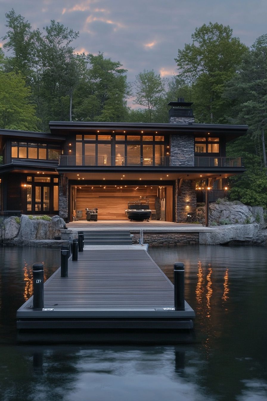 Integrated Boathouse Garage