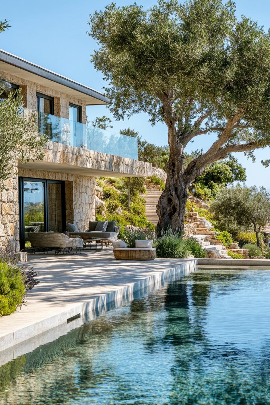 dream mediterranean luxury villa beachfront with olive tree garden and pool 3