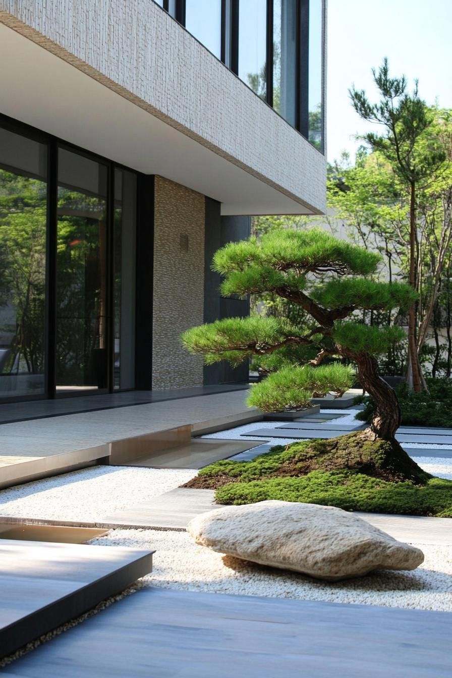 Courtyards With Rock Gardens and Bonsai Trees