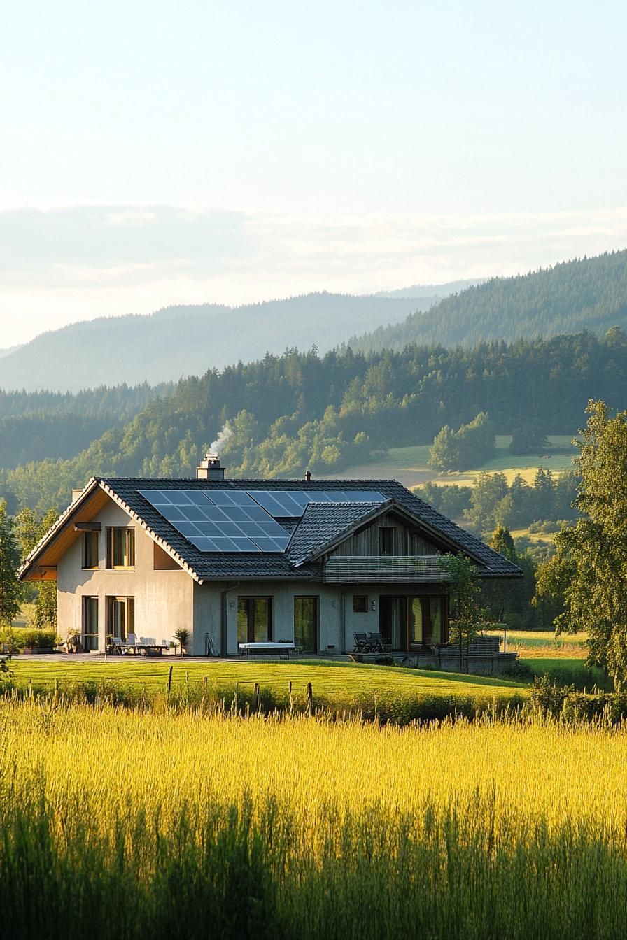 modern house with solar roof on a beautiful farmland 2