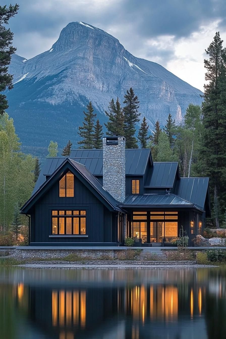 Reflections of Serenity: A Mountain House Canvas