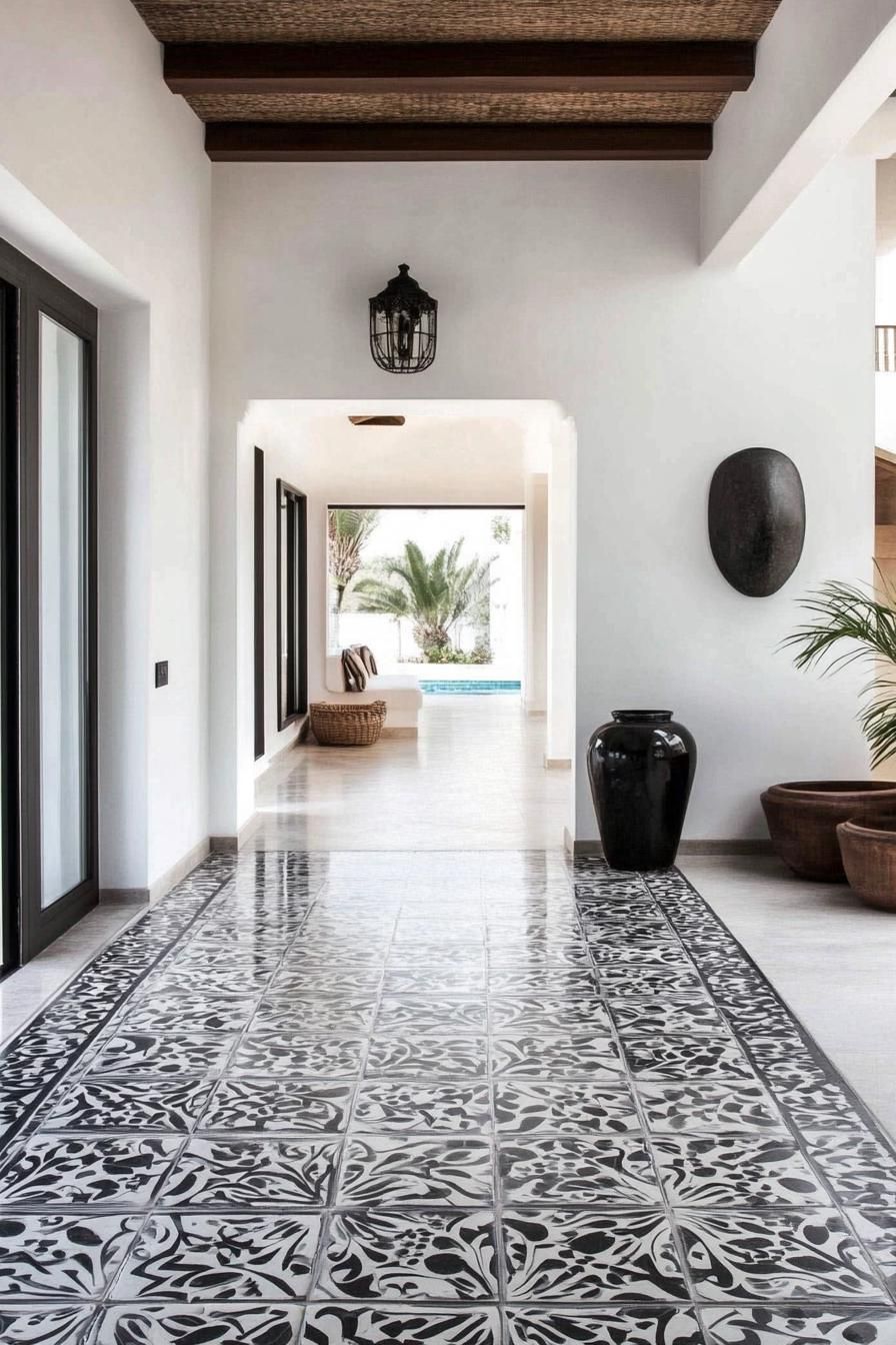 modern spanish villa interior ceramic tile mosaic