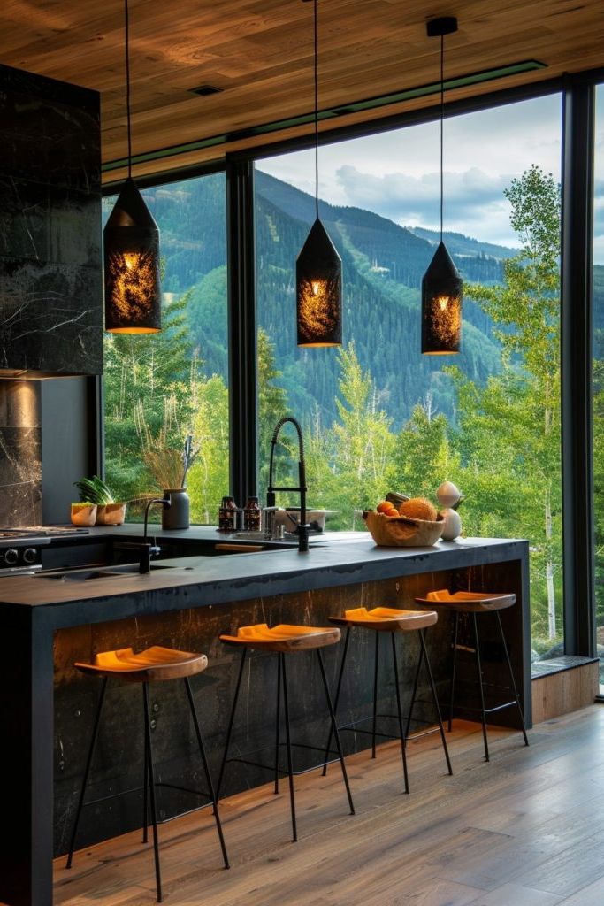 kitchen bar with views