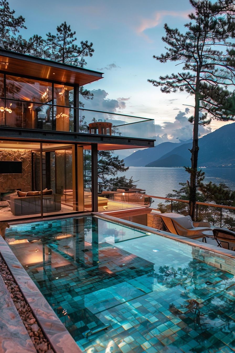 glass cabin pool