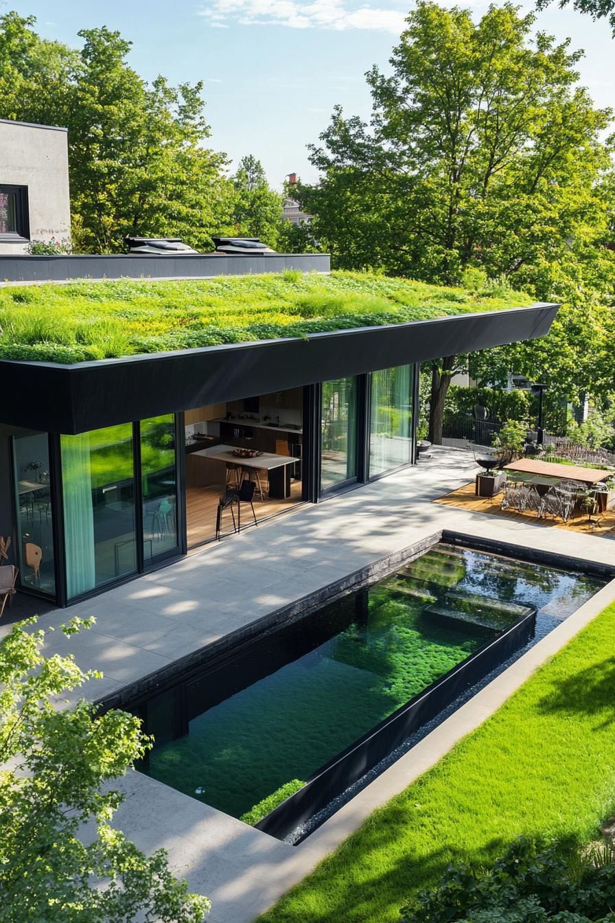 modern suburban mansion with green living roof 3