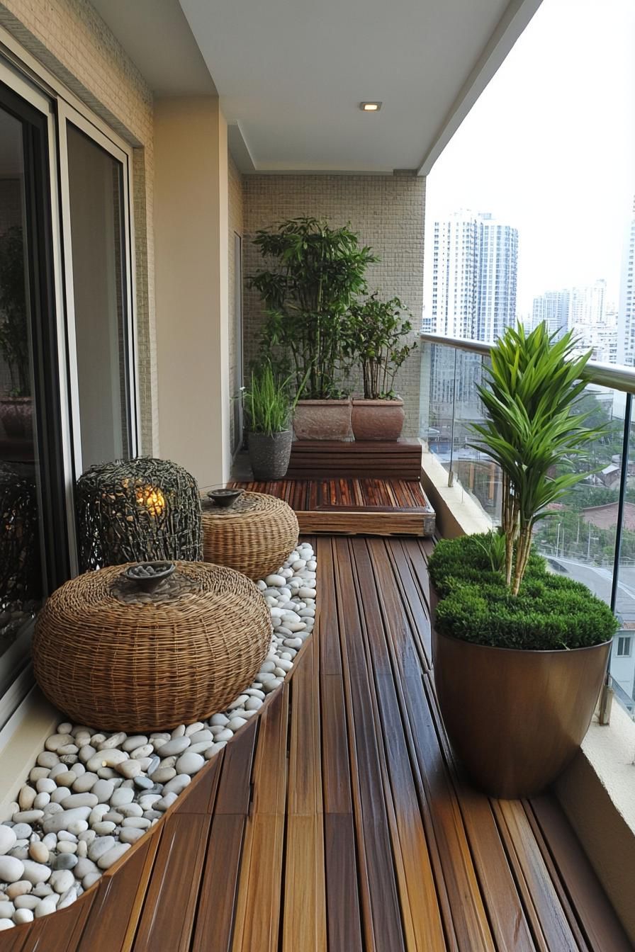 Zen-inspired Balcony With a Mini Garden