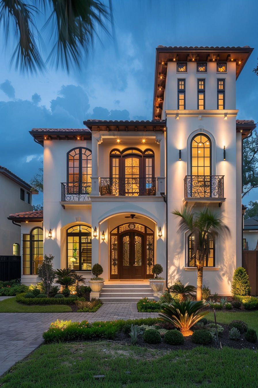 mediterranean house ornate iron window grilles