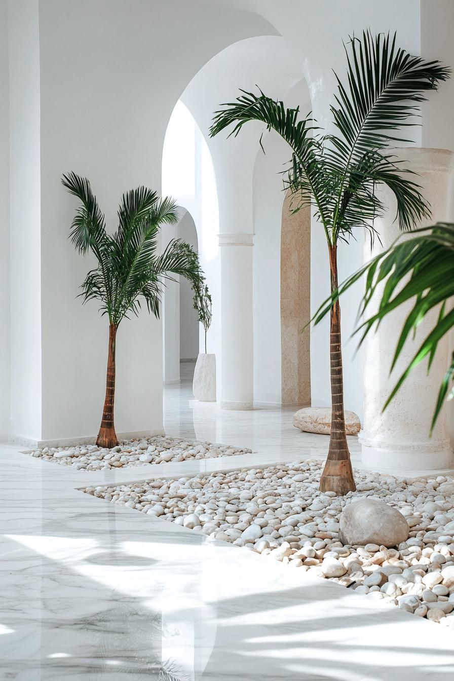 Modern Oasis: Chic Indoor Courtyard With Palm Trees