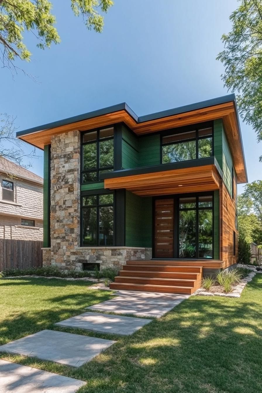 Reclaimed Wood and Stone Façade