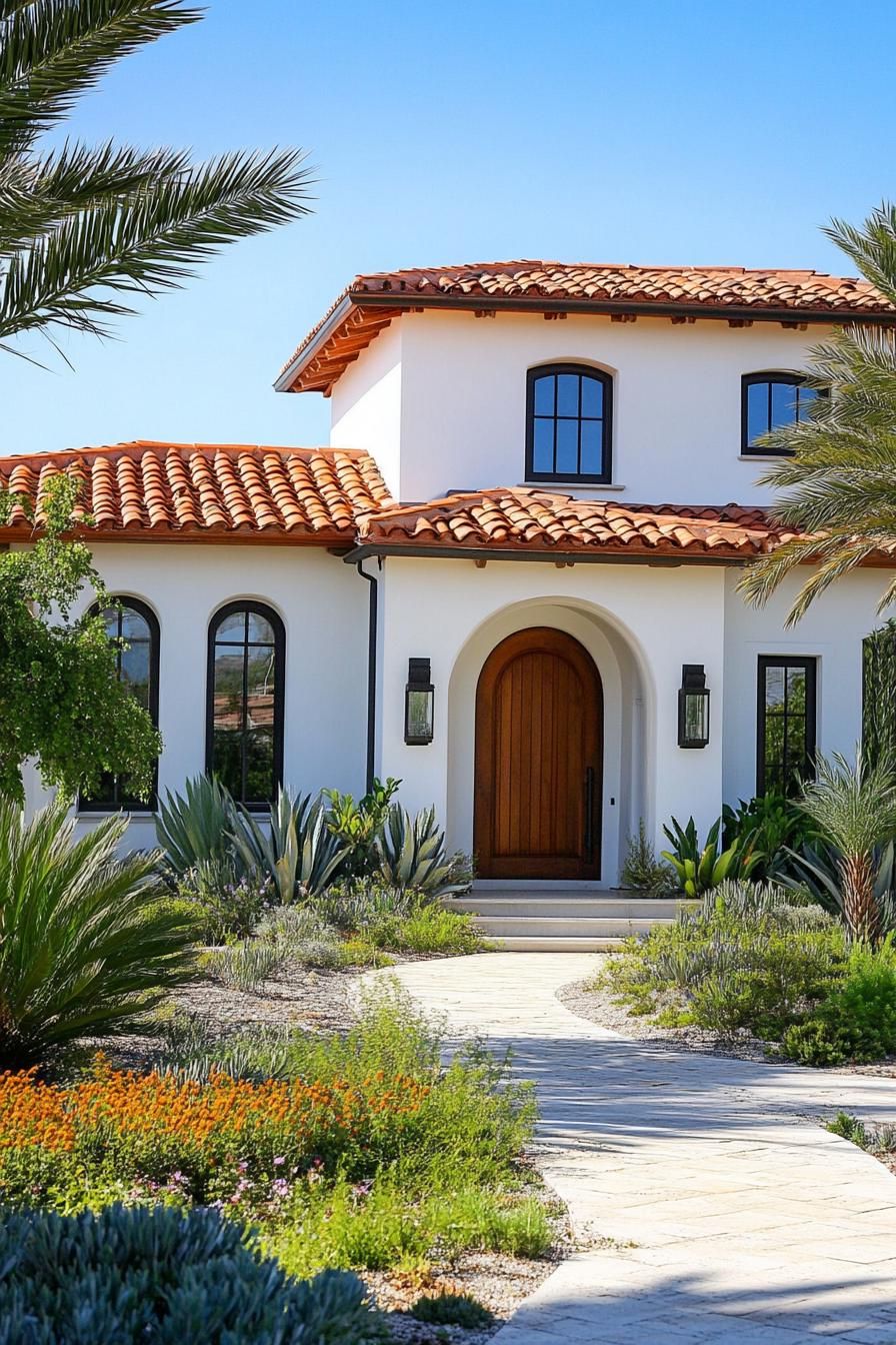 small modern mediterranean house with terracotta roof tiles nice front olive garden 3