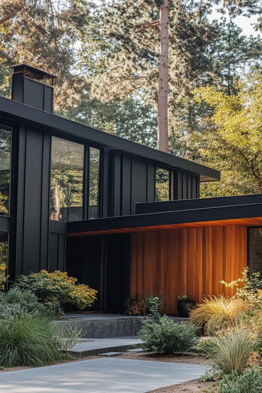Two-tone Black and Natural Wood Accents