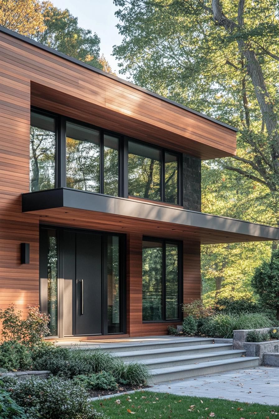 modern house with cedar shiplap exterior in mixed pattern